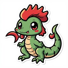 Fototapeta premium A cute cartoon rooster, a funny farm bird with a happy smile, waving its tail