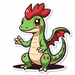 A cute cartoon rooster, a funny farm bird with a happy smile, waving its tail