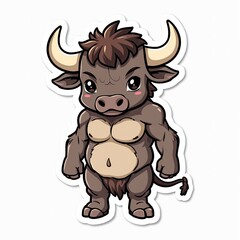 Obraz premium Cute Cartoon Character of a Brown Bull with a Playful Expression