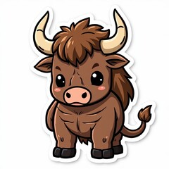 Obraz premium Cute Cartoon Character of a Brown Bull with a Playful Expression