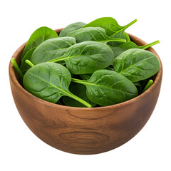 fresh spinach leaves in a bowl isolated on transparent background
