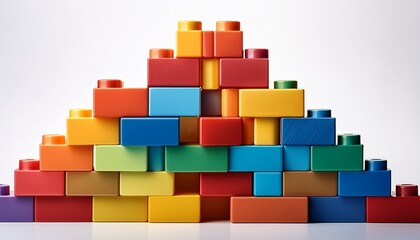 colorful building blocks are stacked together forming a vibrant and imaginative structure on a plain surface building blocks a crucial part isolated white background