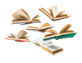 Fototapeta premium Floating Vintage Books on Transparent Backgrounds