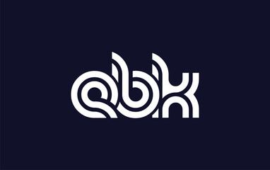 EBK Creative Unique Modern Letter Logo Design.  Stylized logo featuring a unique letter design, presenting abstract minimalist aesthetics and modern appeal.