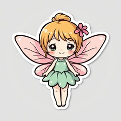 Fototapeta premium Cute Fairy Character with Wing and Cheerful Expression for Kids