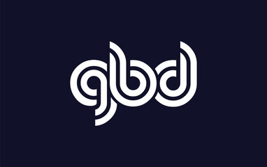 GBD Creative Unique Modern Letter Logo Design.  Stylized logo featuring a unique letter design, presenting abstract minimalist aesthetics and modern appeal.