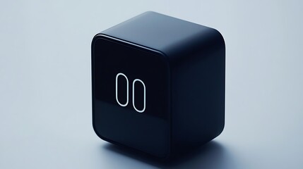 Black cube with glowing numbers on a neutral surface