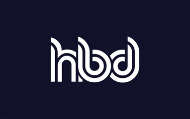HBD Creative Unique Modern Letter Logo Design.  Stylized logo featuring a unique letter design, presenting abstract minimalist aesthetics and modern appeal.