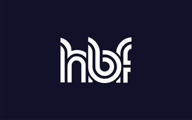 HBF Creative Unique Modern Letter Logo Design.  Stylized logo featuring a unique letter design, presenting abstract minimalist aesthetics and modern appeal.