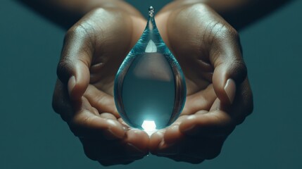 Clean Water Drop: World Water Day Campaign Hands delicately holding a pristine water drop, symbolizing the importance of clean water and participation in World Water Day initiatives