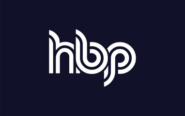 HBP Creative Unique Modern Letter Logo Design.  Stylized logo featuring a unique letter design, presenting abstract minimalist aesthetics and modern appeal.