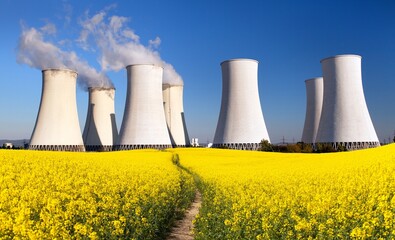 Nuclear power plant and  field of rapeseed