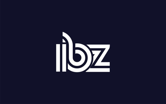 IBZ Creative Unique Modern Letter Logo Design.  Stylized logo featuring a unique letter design, presenting abstract minimalist aesthetics and modern appeal.