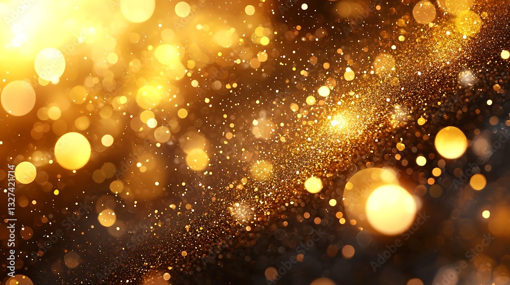 Poster golden bokeh lights sparkle background