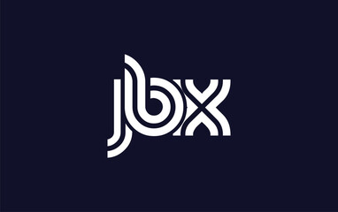 JBX Creative Unique Modern Letter Logo Design.  Stylized logo featuring a unique letter design, presenting abstract minimalist aesthetics and modern appeal.