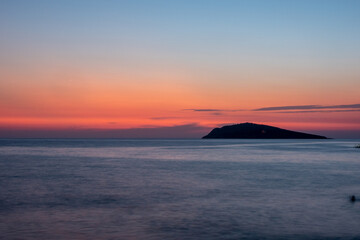 Beautiful Mediterranean sunset across sea