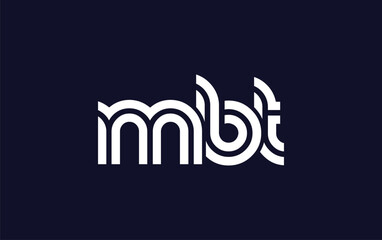 MBT Creative Unique Modern Letter Logo Design.  Stylized logo featuring a unique letter design, presenting abstract minimalist aesthetics and modern appeal.