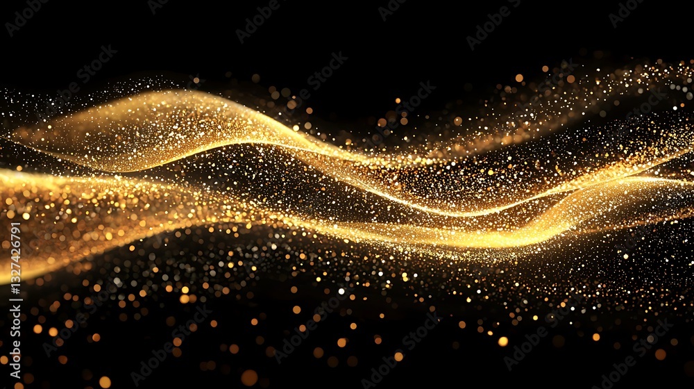 Poster Golden Particle Waves Abstract Background