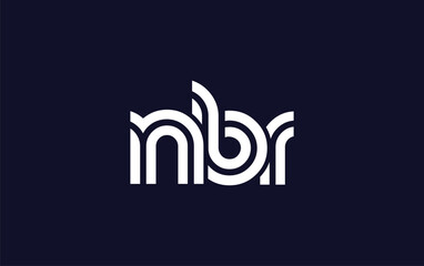NBR Creative Unique Modern Letter Logo Design.  Stylized logo featuring a unique letter design, presenting abstract minimalist aesthetics and modern appeal.