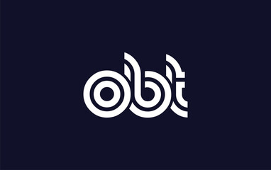 OBT Creative Unique Modern Letter Logo Design.  Stylized logo featuring a unique letter design, presenting abstract minimalist aesthetics and modern appeal.