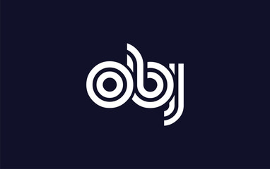 OBJ Creative Unique Modern Letter Logo Design.  Stylized logo featuring a unique letter design, presenting abstract minimalist aesthetics and modern appeal.