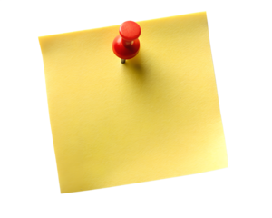 yellow sticky note with push pin