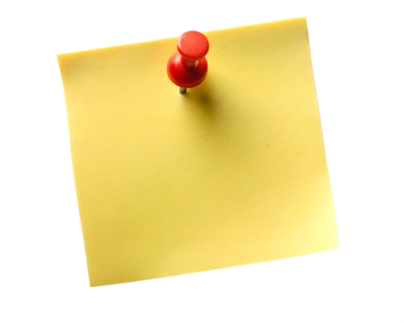 yellow sticky note with push pin