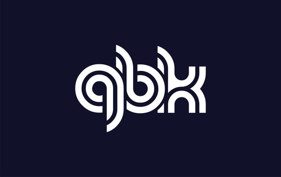 QBK Creative Unique Modern Letter Logo Design.  Stylized logo featuring a unique letter design, presenting abstract minimalist aesthetics and modern appeal.