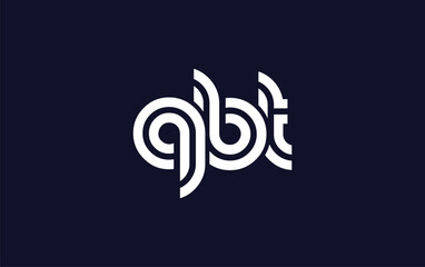 QBT Creative Unique Modern Letter Logo Design.  Stylized logo featuring a unique letter design, presenting abstract minimalist aesthetics and modern appeal.