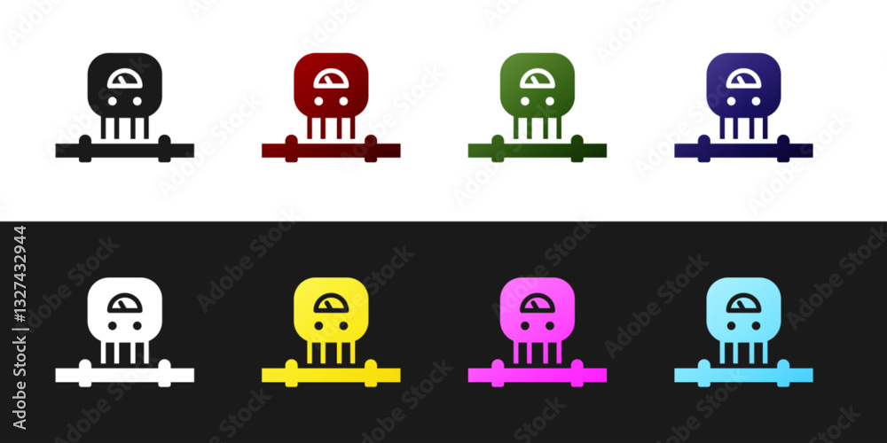 Poster set smart sensor system icon isolated on black and white background. internet of things concept with