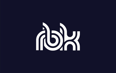 RBK Creative Unique Modern Letter Logo Design.  Stylized logo featuring a unique letter design, presenting abstract minimalist aesthetics and modern appeal.