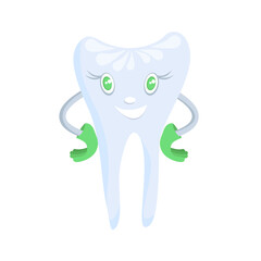 Cartoon stylized tooth isolated on a white background.Vector illustration for pediatric dentistry.