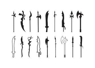 Spear set bundle, Spear set clipart, Spear set silhouette.	