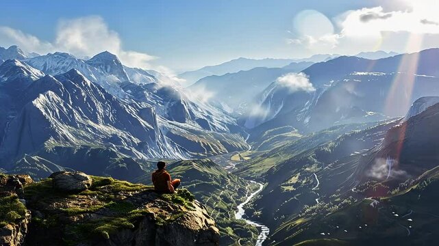 Meditation auf einer Bergspitze mit Panoramablick