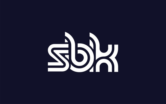 SBK Creative Unique Modern Letter Logo Design.  Stylized logo featuring a unique letter design, presenting abstract minimalist aesthetics and modern appeal.