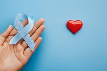 faint blue alert tie with red beat on gent grip against blue field earth diabetes day notion health image right for aware runs or teach aids  
