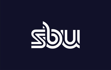 SBU Creative Unique Modern Letter Logo Design.  Stylized logo featuring a unique letter design, presenting abstract minimalist aesthetics and modern appeal.