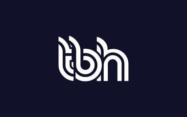 TBH Creative Unique Modern Letter Logo Design.  Stylized logo featuring a unique letter design, presenting abstract minimalist aesthetics and modern appeal.