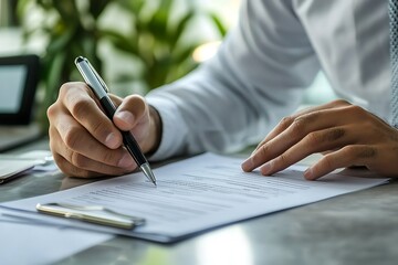 Fellow writes workers aid form sits at table fully ends claim note inputs facts claim links to job injury deed done in work room file in  
