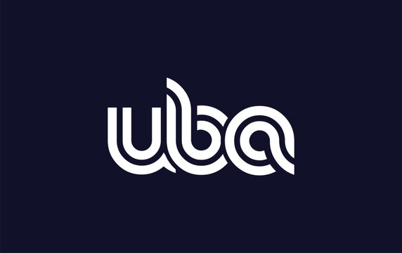 UBA Creative Unique Modern Letter Logo Design.  Stylized logo featuring a unique letter design, presenting abstract minimalist aesthetics and modern appeal.