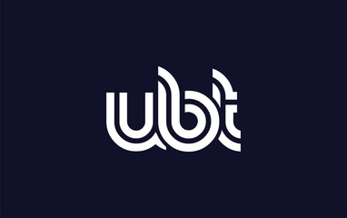 UBT Creative Unique Modern Letter Logo Design.  Stylized logo featuring a unique letter design, presenting abstract minimalist aesthetics and modern appeal.