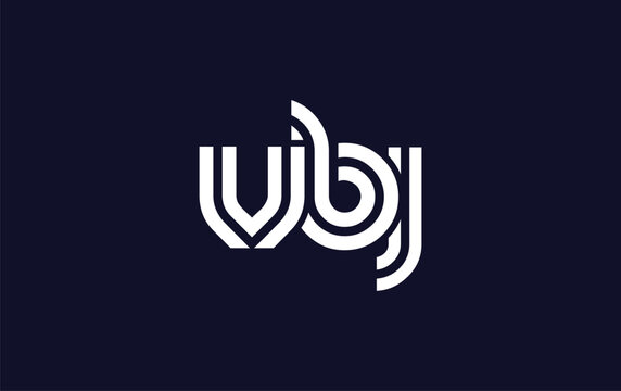 VBJ Creative Unique Modern Letter Logo Design.  Stylized logo featuring a unique letter design, presenting abstract minimalist aesthetics and modern appeal.