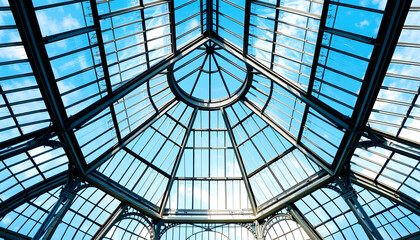 blue glass roof, masterpiece. White tone