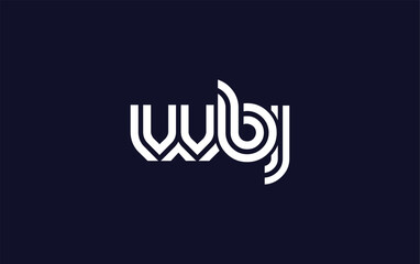 WBJ Creative Unique Modern Letter Logo Design.  Stylized logo featuring a unique letter design, presenting abstract minimalist aesthetics and modern appeal.