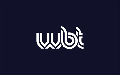 WBT Creative Unique Modern Letter Logo Design.  Stylized logo featuring a unique letter design, presenting abstract minimalist aesthetics and modern appeal.