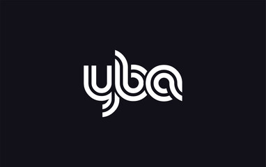 YBA Creative Unique Modern Letter Logo Design.  Stylized logo featuring a unique letter design, presenting abstract minimalist aesthetics and modern appeal.