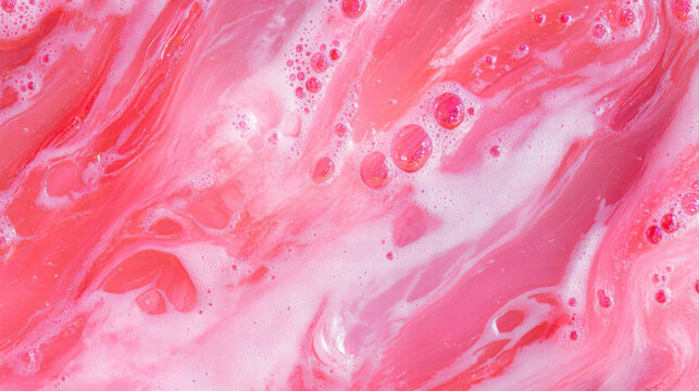 Abstract rhubarb soda texture with bubbly pink overlay for creative design