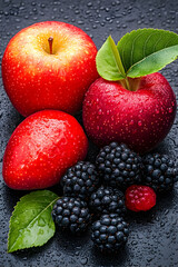 Fresh, juicy apples and blackberries