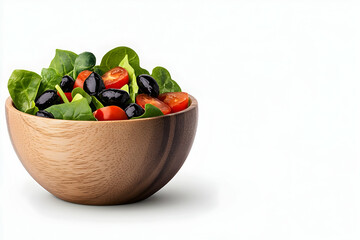 Fresh salad in a wooden bowl