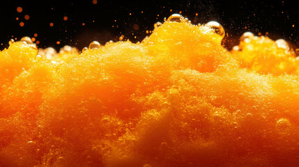 Vibrant mango soda texture with bubbles for creative designs